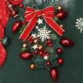 Christmas wreath with red bow, pine cones, and gold ornaments for festive wall decoration - Without Lights / 50cm / Red Waterdrop Style