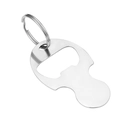 Silver stainless steel shopping cart token keychain with trolley coin and bottle opener - Rectangular Hollow Opener / Silver