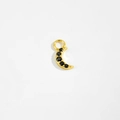 Golden moon shaped s925 silver earring pendant with a black gemstone inlay - SSE46-Black Gemstone Moon