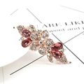 Fermaglio per capelli a fiore in oro rosa con ali di cristallo rosa e strass - Margherita