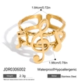 18K gold plated stainless steel musical note ring with double layer hollow design - Double Layer Hollow Note Style (JDR0306002)