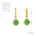 18K gold plated stainless steel vintage hoop earrings inlaid with iridescent opal stones - Inlaid Opal Rectangular Style (471)