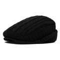 Klassieke zwarte gebreide baret voor de winter met elegante kabelgebreide textuur - Zwart