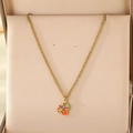Golden stainless steel necklace featuring a colorful camouflage Africa map pendant - Camouflage Africa Map Style(KN295261-Z)