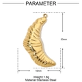 Technical drawing of a 30mm gold croissant pendant in stainless steel with dimensions - Croissant (YE526)