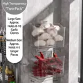 Wall-mounted wavy plastic storage box set for garlic and spices in two sizes - 2 Pack / Large / Clear