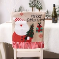 Weihnachtliche Stuhlhuse aus Leinen mit Weihnachtsmann und rot gestreifter Rüsche - Weihnachtsmann-Stil