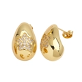 Elegant gold drop earrings featuring a sparkling star-shaped zircon inlay for women - White Star