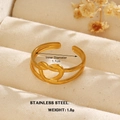 18K vergoldeter Edelstahl-Herzring mit doppelschichtigem Wickel-Design - Gedrehtes Herz Design (1044)