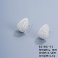 Frosted silver teardrop stud earrings with textured matte finish for a minimalist look - Teardrop (E01507-16)
