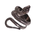 Gothic gunmetal snake ring featuring detailed scales and punk style spiral design - Adjustable Open / Style 4 (Gun Black Scale)
