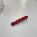 Fermaglio retrò in acetato rosso scuro con rose 3D e base in metallo dorato lucido - Circa 6,3 cm / Rosso