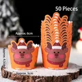 50-piece set of orange Christmas reindeer cupcake liners with Merry Christmas text - Paper Cups Reindeer Red Hat 50pcs
