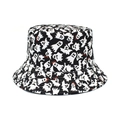 Dettaglio del cappello alla pescatora di Halloween con fantasmi bianchi su tessuto nero - Bianco (Stampa Fantasma)