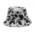 Chapeau bob classique motif vache noir et blanc en toile avec bord surpiqué renforcé - M (56-59cm) / 02 Noir