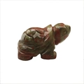 Polished green and red mottled natural stone turtle figurine hand-carved ornament - Unakite 1.5 Inch