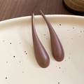 Maillard brown matte teardrop earrings in mocha finish on ceramic tray display - 65# Silver Earring Post-Brown-Matte Water Drop Long