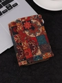 Bohemian cork wallet for women featuring colorful mandala patterns and secure zip closure - Short Tri-fold Style E