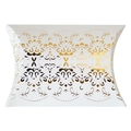 Elegant white pillow candy box with symmetrical golden foil pattern for wedding favors - Gold Foil Floral Pattern (Naked Box)