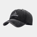 Ricamo dettagliato su cappellino da baseball in denim nero lavato dallo stile vintage - Regolabile / Nero