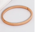 Minimalist oval stainless steel bangle with rose gold finish and side hinge closure - 6mm / Rose Gold