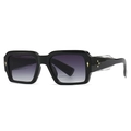 Black square sunglasses with grey gradient lenses and gold star rivets detail - Black Frame/Gradient Grey Lens