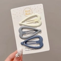 Three-piece matte heart-shaped hair clips in cream, dark grey, and dusty blue colors - 1# Peach Heart Set of 3 - 4.5cm