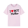 T-shirt rose à manches courtes avec col rond et motif imprimé 'I ❤️ MY Mother' - XS / Hauts / Rose
