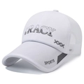 Gorra deportiva de malla blanca con bordado CRACY y tejido de verano transpirable - Ajustable / Blanco
