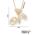Gold letter H necklace with sparkling crystals and a butterfly charm for women - Butterfly Letter N Pendant Style (N00203J-H--N)