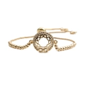Gold infinity charm bracelet with sparkling zircons and adjustable beaded sliding bolo clasp - Infinity Gold with Bead Box Chain