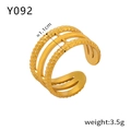 Detailansicht des 18K vergoldeten Mehrschichtrings mit spiralförmiger Seilstruktur-Optik - Y092-Mehrlagige Linien Offener Ring