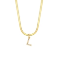 18K gold plated snake chain necklace with pearl-encrusted Letter L pendant - Style L