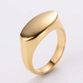 Anillo de sello dorado pulido minimalista con parte superior plana ovalada de perfil - Talla 6 / Dorado