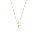 Golden snake chain necklace with pearl-encrusted letter Y pendant for women - Letter Y