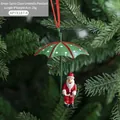 Christmas Santa Claus hanging ornament with red green polka dot umbrella 8x8cm - Santa Claus