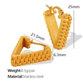 Golden stainless steel triangle earrings with unique stepped mechanical texture design - Triangle / Gold
