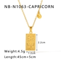 18k gold plated Capricorn zodiac pendant necklace in stainless steel with size specs - Capricorn