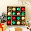 Set di 16 palline di Natale festive in oro, rosso e verde con vari motivi a trama - Stile 2 (Oro, Rosso e Verde)