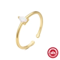 Elegant S925 sterling silver open ring with pear-shaped opal in gold finish - Adjustable Open / Gold #5/Teardrop Opal