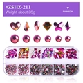 Rainbow gradient glass nail art rhinestones set in 12-grid organizer box model #ZSHZ-211 - Rainbow (ZSHZ-211)