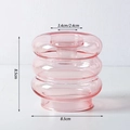 Pink tiered glass candle holder and vase dual-use ornament, height 8.5cm, width 8.5cm - Pink
