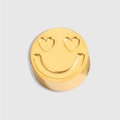 Perlina dorata smiley con occhi a cuore per creazione di gioielli e accessori - Amore / Oro