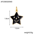 Pendentif étoile noir avec visage souriant doré et bordure pour bijoux DIY - AP33905D0W0-Étoile smiley noire dorée