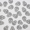 Silver skull-shaped halloween confetti with intricate hollow details on white background - Grey Skull Style 1