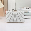 Elegante parel avondtas voor vrouwen luxe kralen handtas voor feestelijke schoudertas - 20x13x7cm / Wit