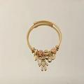 Bracciale a spirale dorato in acciaio con orsetto di strass e ciondoli rosa - Orso
