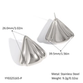 Orecchini minimalisti a forma di ventaglio argentato in acciaio inossidabile con misure - Stile a Forma di Ventaglio (YYE025165-P) / Argento