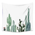 Detail of bohemian cactus tapestry featuring green watercolor plants and pink floral patterns - 73X95CM (Cross-border Brushed) / ZJ623-47/White Watercolor Cactus Flower