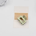 Retro green and white checkerboard rectangle hair claw clip with golden accents - Green White Gold Checkered